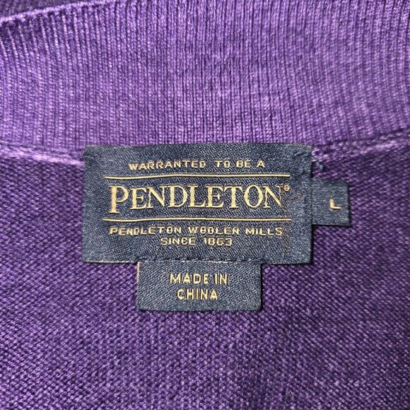Pendleton Lightweight Purple V-neck Wool Sweater Size Large - Picture 6 of 7